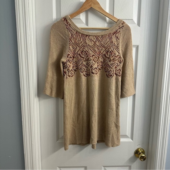 Free People Sweater Top Blouse Knit Wool Brown Boho Fall Fairy Grunge Size Small - Picture 5 of 8
